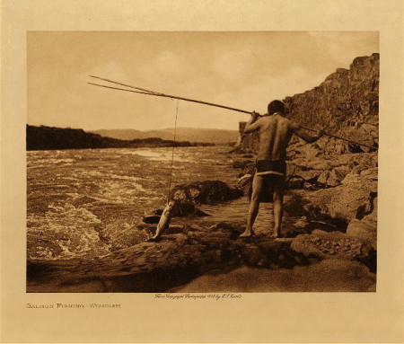 Wishram Fisherman. Edward S. Curtis photo